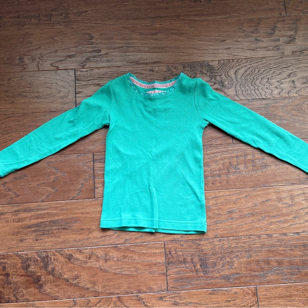 Boden Green Long Sleeve Pointelle Shirt